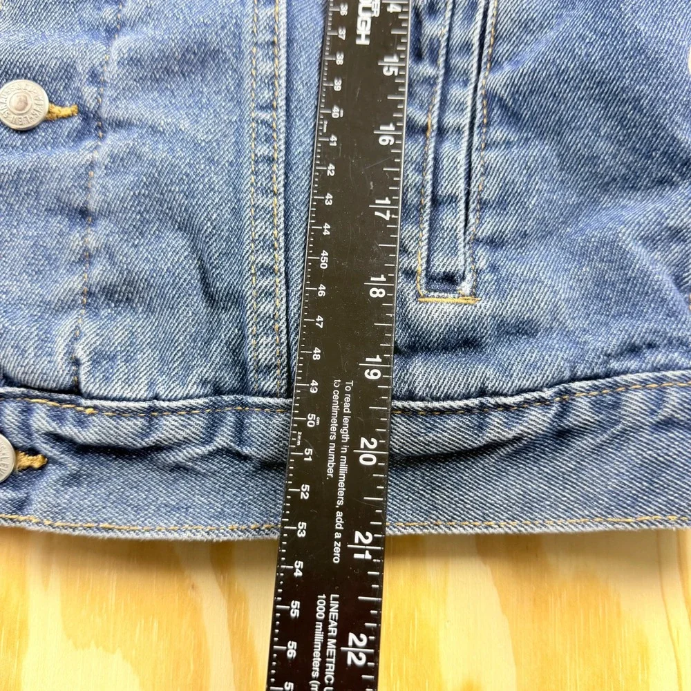 Levis Kids Denim Sherpa Trucker Jacket Blue Medium Wash Size L 12-13 Yrs